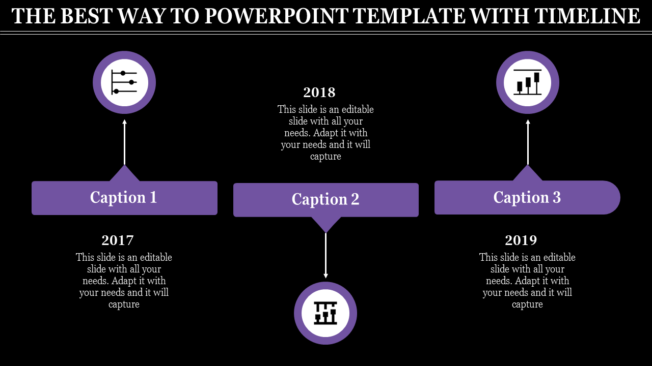 Timeline PowerPoint Template with - black background	
